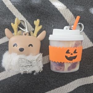 Cute Reindeer and Pumpkin Keychain Set